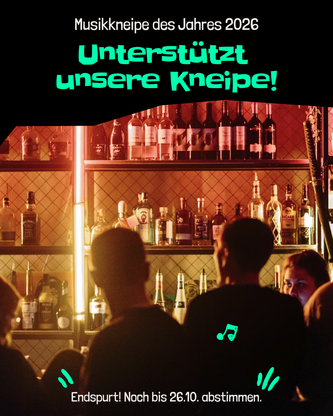GEMA-Motiv: Unterstützt unsere Kneipe – Endspurt bis 26.10.